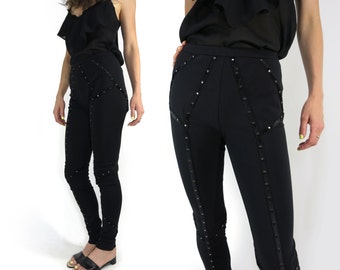Viktor & Rolf Structured Screw Black High Rise Waist Skinny Stretch Pants Size Waist 27