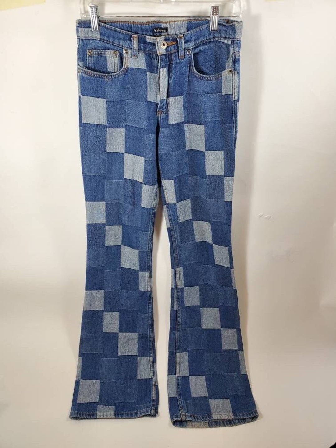 Denim Patchwork Vintage 90s Flared Low Rise Jeans Le Chateau