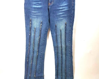 BEBE Jeans Vintage Early 2000's Y2K Low Rise Britney Flared Low Rise Cut Off No Waistband Size 27
