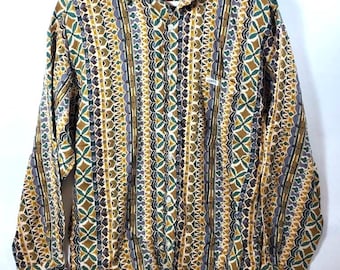 Guess By Georges Marciano Womens Vintage African Print button up shirt size small