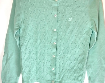 Seafoam Green Courreges Merino Wool Cardigan Sweater Size 36 XS SM