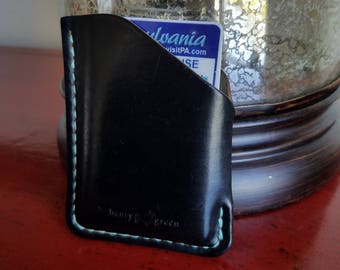 Shell Cordovan Wallet-Front Pocket Wallet-Black Shell Cordovan Credit Card Case-Horween Shell Cordovan-Christmas Gift-Third Anniversary Gift