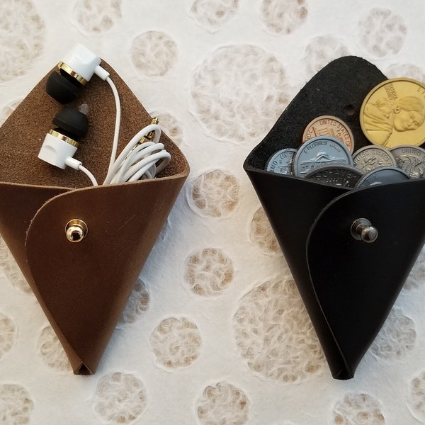 Retro Leather Coin Purse-Guitar Pick Case-Travel Jewelry Tote-Retro Change Purse-Leather Jewelry Pouch- Stocking Stuffer