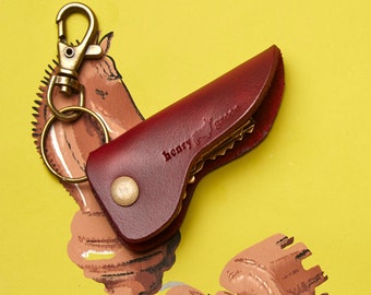 Leather Key Organizer – Compact Leather Key Holder – Vintage Key Organizer Keychain - Red Leather Keychain - Stocking Stuffer