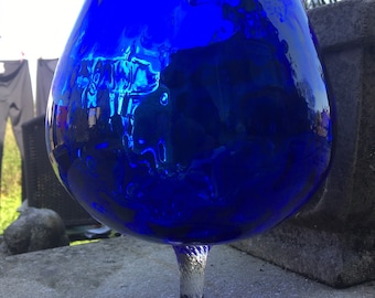 Fabulous Large Empoli Glass Vase. Wonderful Blue Dimple Glass