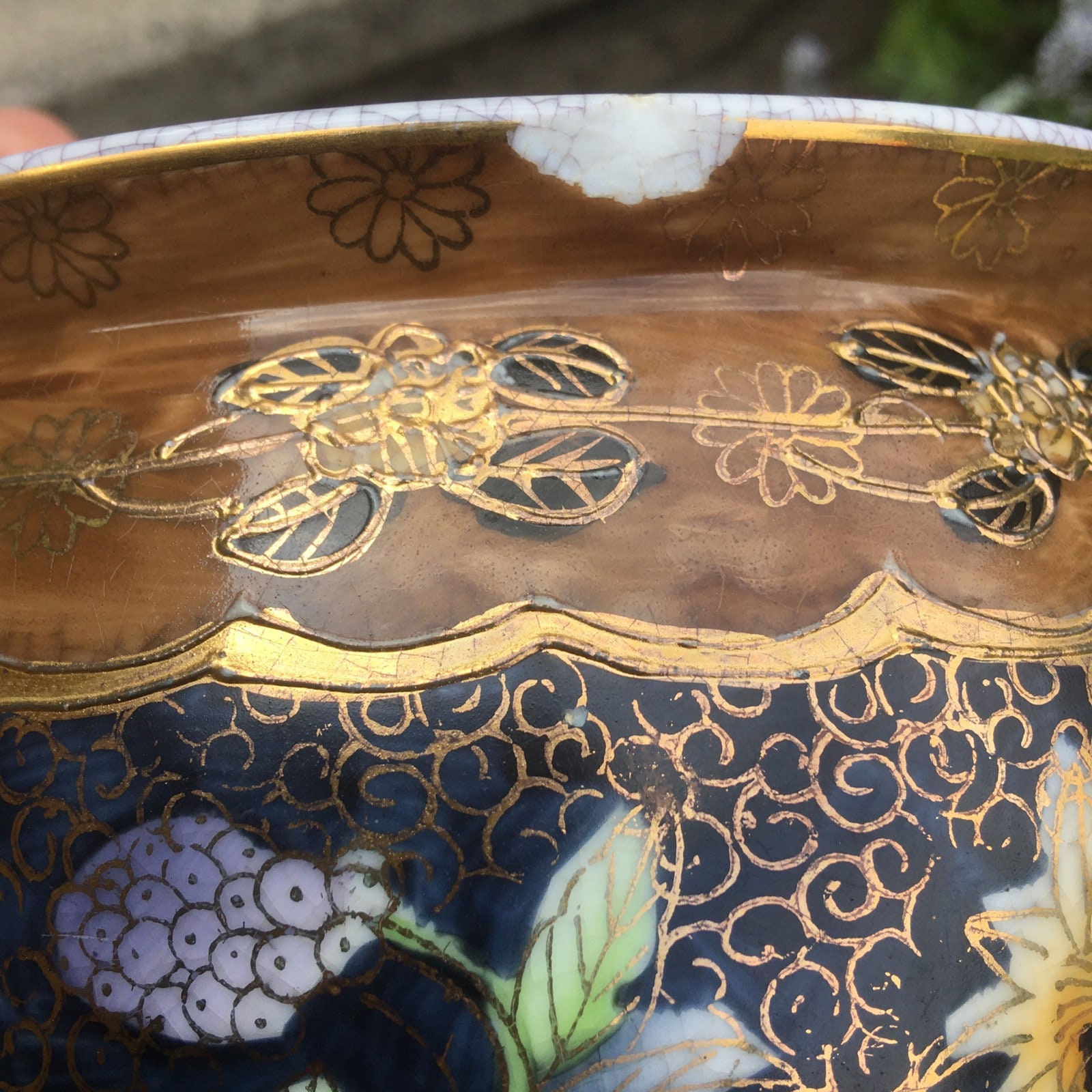 Beautiful Japanese Imari Fish Bowl Planters X2. Perfect for Etsy UK