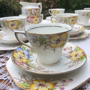 Piękny Art Deco Rosina Tea Set. Porcelana kostna. Ogromna ilość! Niesamowicie ładne
