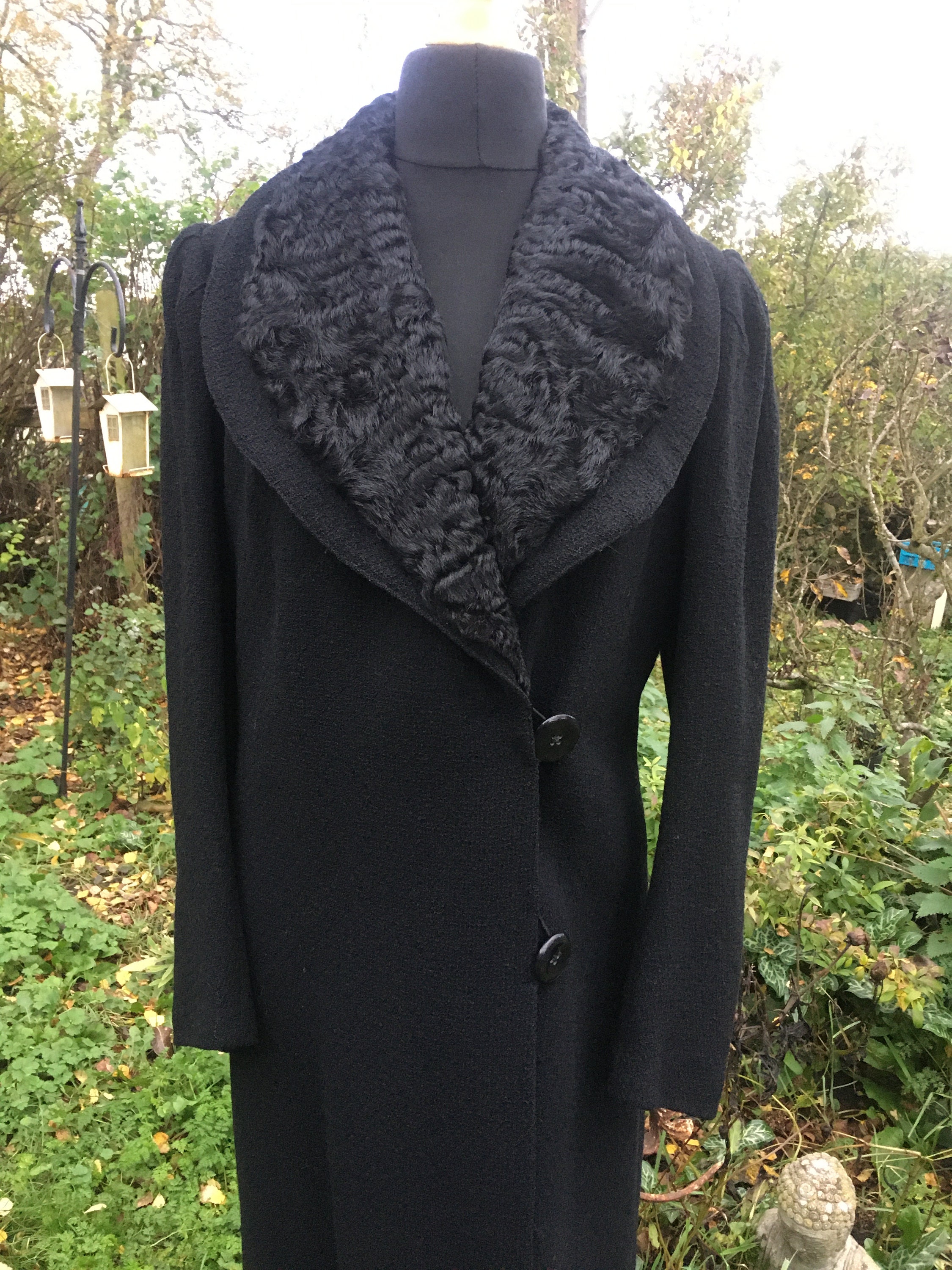 Astrakhan collar overcoat deals