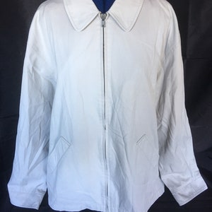Vintage Men’s Harrington Jacket in Cream with Checked Lining Size L