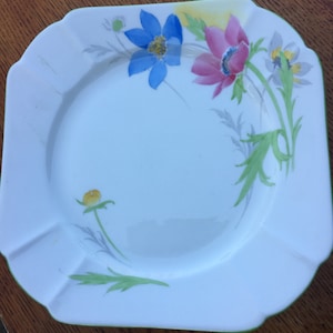 Beautiful Shelley Art Deco Cake Plate And Six Side Plates. G12067 Anemone.