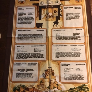 Fabulous 1980s Tea Towel &#39;Old Cotswold Recipes&#39; door Gareth Austin