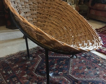 Wonderful 1950s Basket Weave Cone Chair and Table. Completely Original