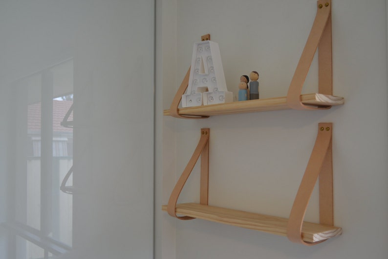 Natural Tan Leather Strap Shelf Etsy