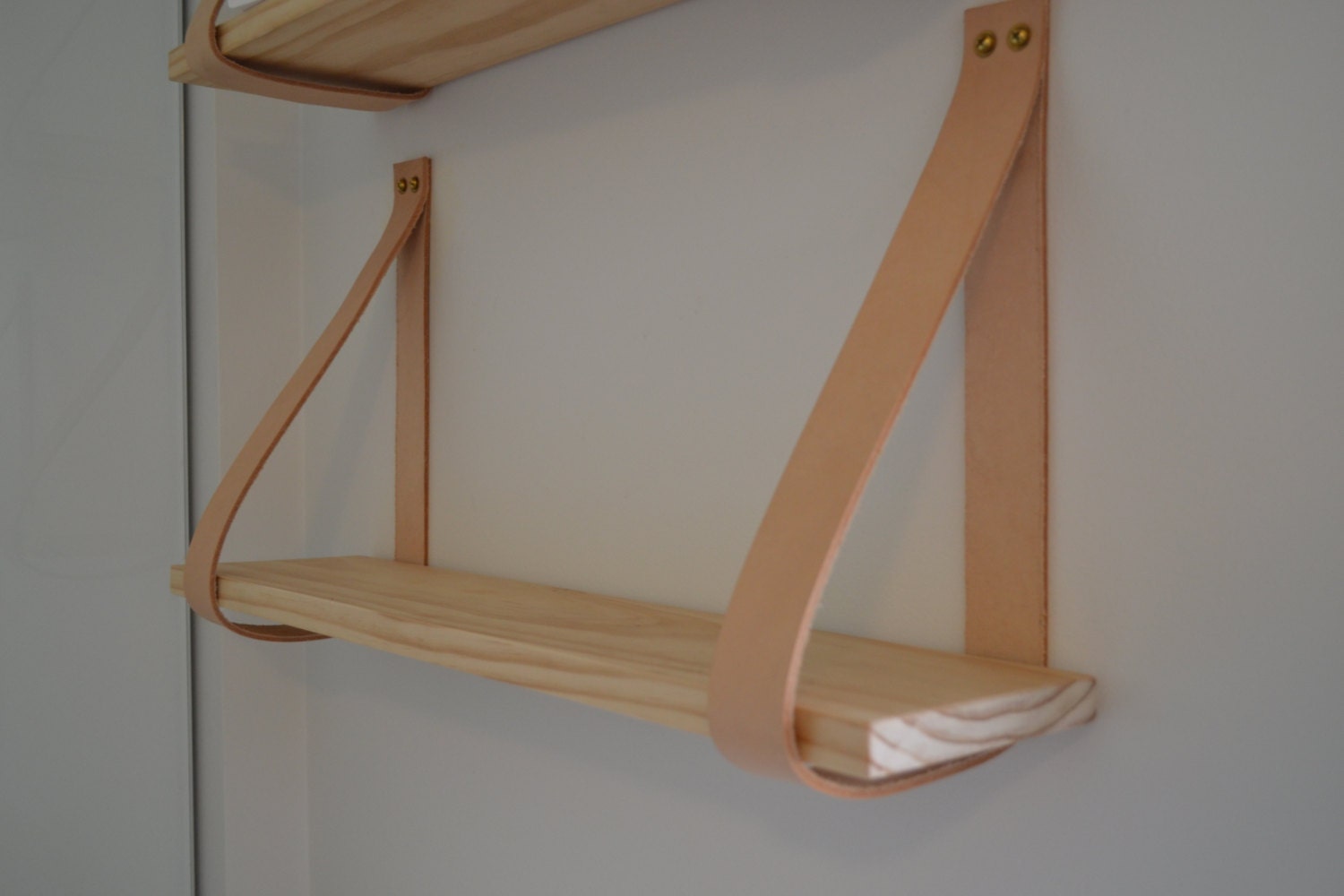 Natural Tan Leather Strap Shelf Etsy