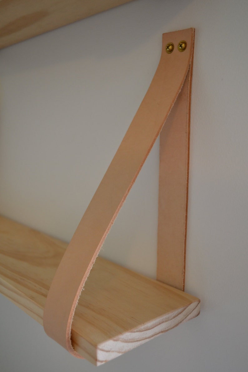 Natural Tan Leather Strap Shelf Etsy