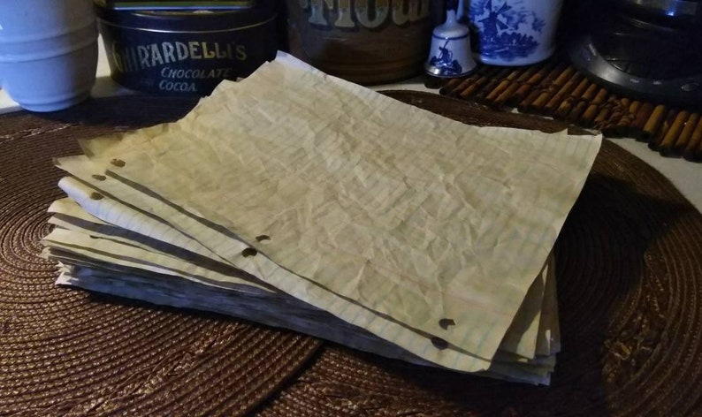 30-120 sheets of coffee dyed notebook paperhand dyed paperscoffee stained paperspapers for journalscollage papersscrap book papers