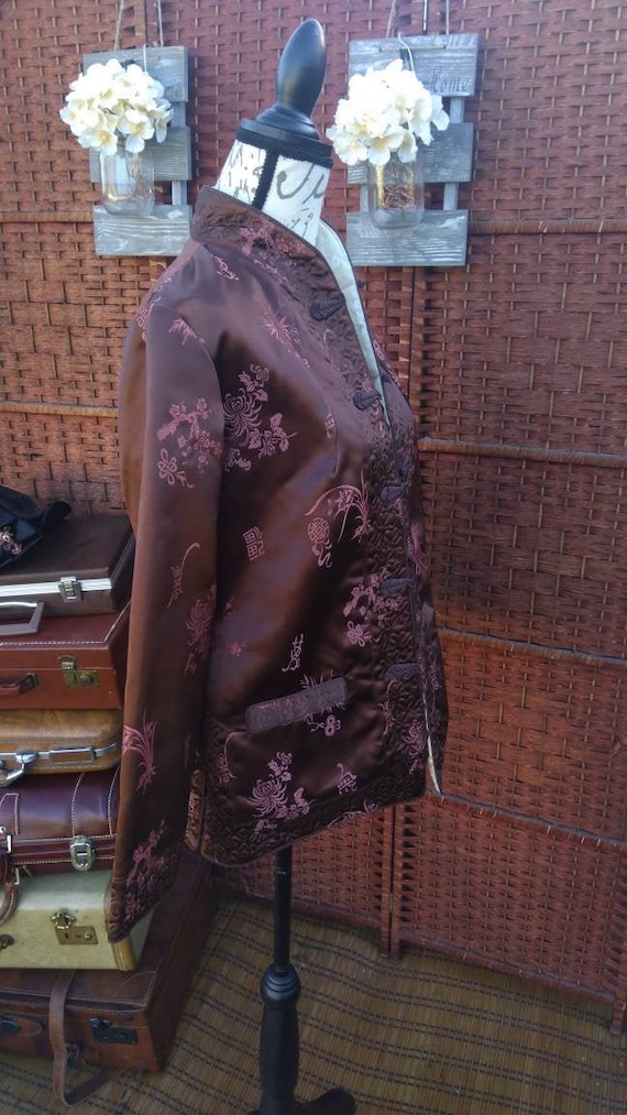Brown pink oriental kimono style jacket from the 7