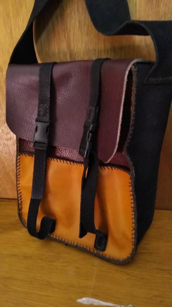 Vintage leather handmade messenger type bag/messen