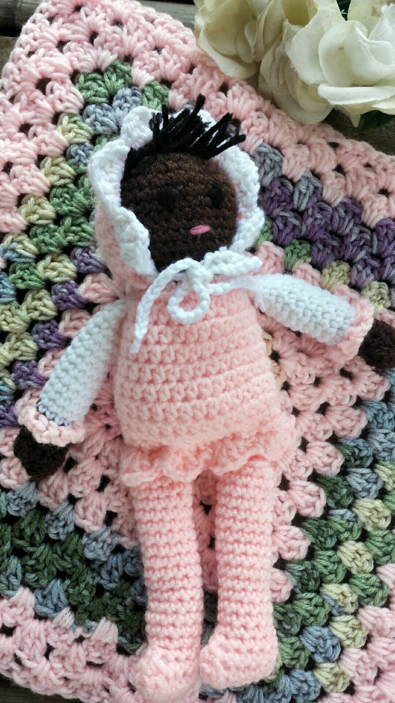 crochet baby doll with attached blanket