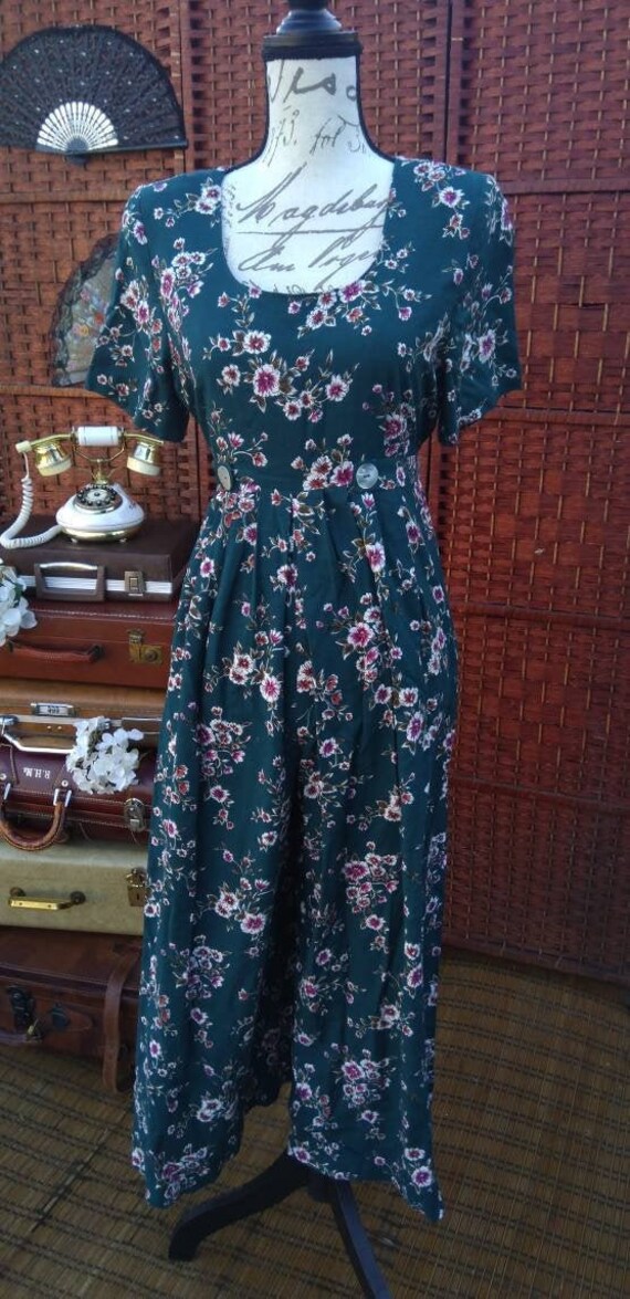 Floral 80's jump suit/floral jump suit/jeffrey and