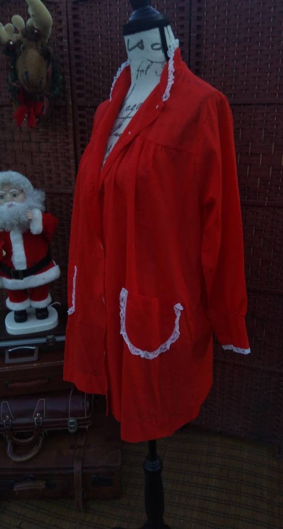 Red lace 60's button up night gown/Katz night gown