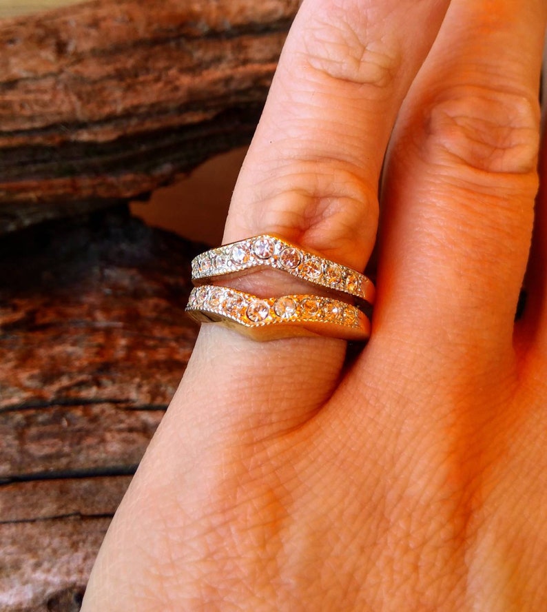 Gold tone rhinestone wedding bandwedding bandengagement bandwedding ringsengagement ringsvintage ringscostume jewelrycostume rings