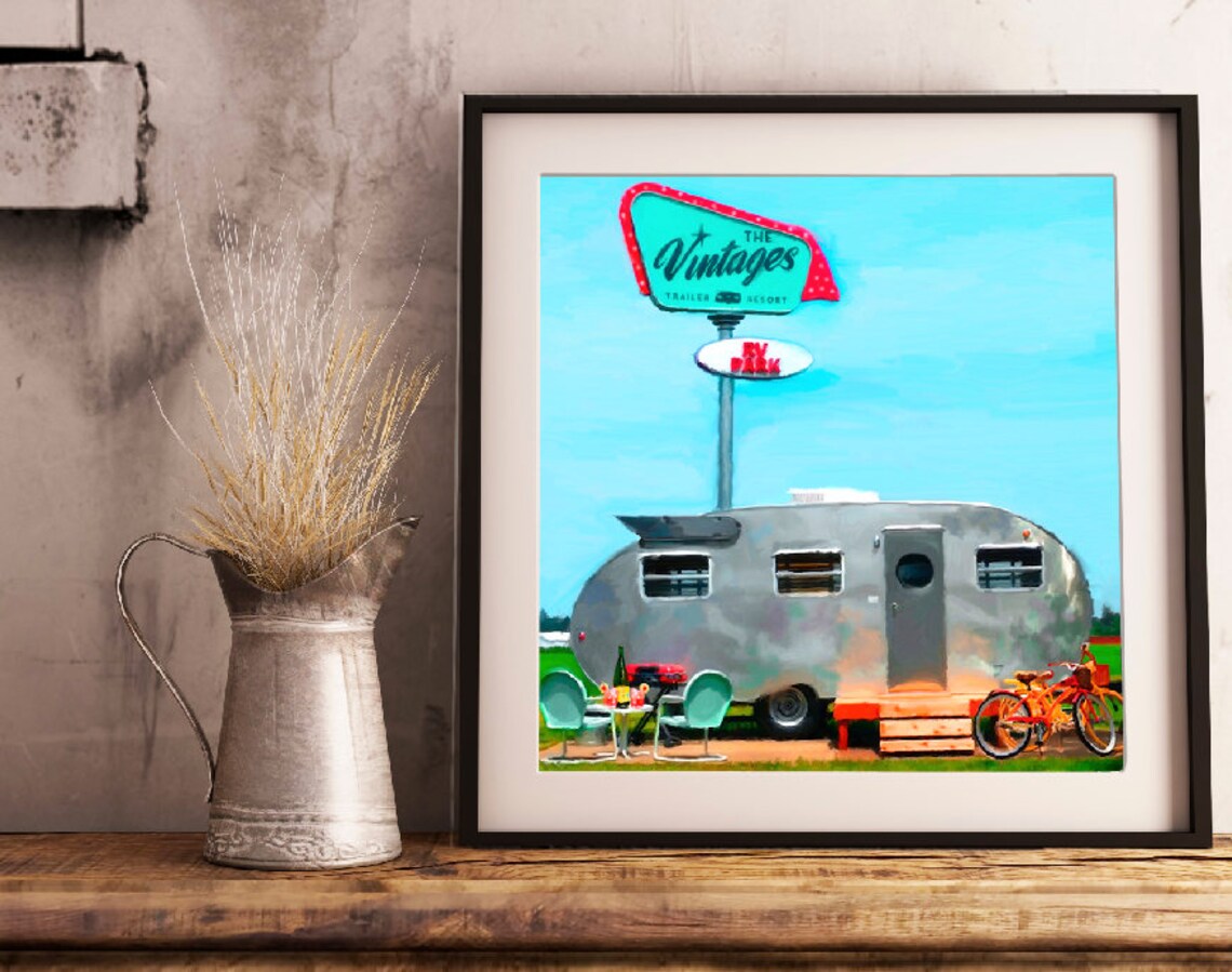 The Vintages, Airstream Painting, Airstream Trailer Print, Airstream