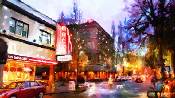 McMinnville 3rd street, McMinnville Oregon, Northwest Food and Gift, McMenamins, Hotel Oregon painting, McMinnville art print