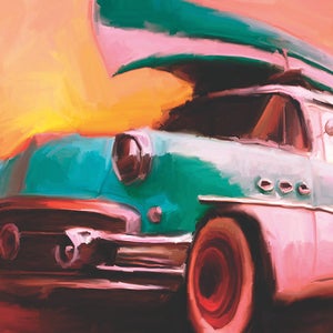 Klassischer Buick 1955, grünes und weißes Buick Gemälde, klassischer Buick Kunstdruck, klassischer Buick Kunstdruck, alter Buick Kunstdruck, Oldtimer Kunstdruck,