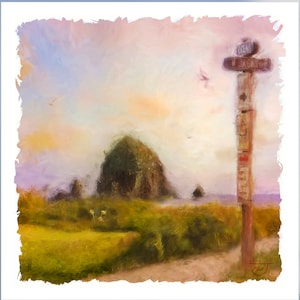 Cannon Beach painting, Cannon beach art print, Haystack rock painting, Haystack rock art print,  beach painting, beach art, Oregon coast art