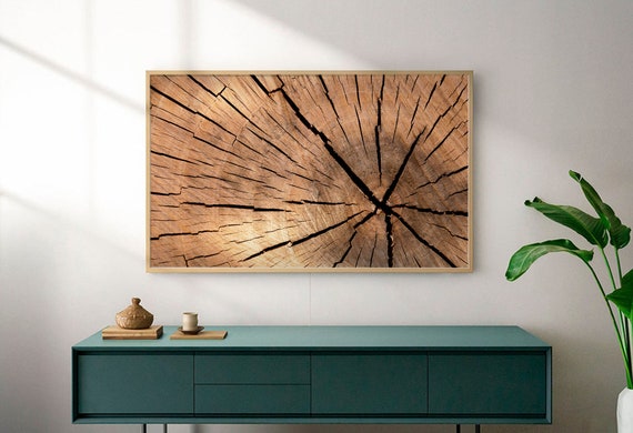 Samsung Frame Tv Art Wood Log Close Up Tree Rings Etsy