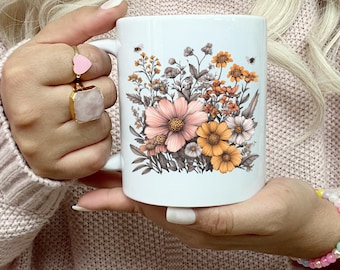 Retro Wildflower PNG: Design floreale boho a sublimazione (download immediato)