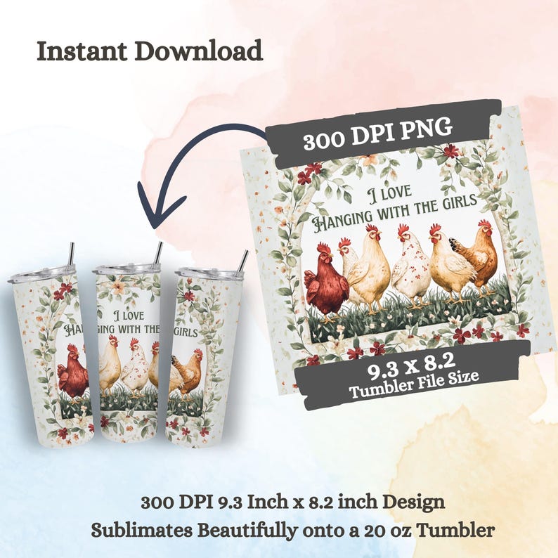 Funny Chicken Tumbler Wrap Design, PNG Instant Digital Download, 20 Oz ...