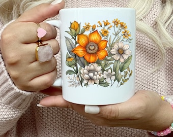 Retro Wildflower PNG: Boho Floral Sublimation Design (Digital Download)