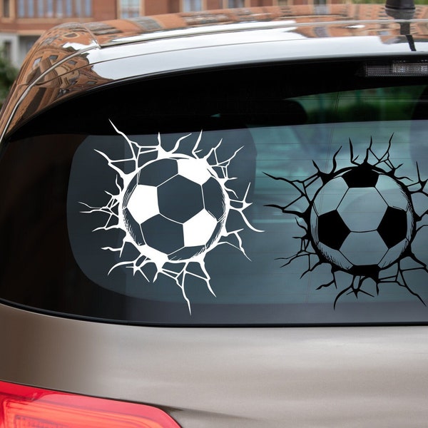 Soccer Ball Vinyl Car Window Decal | Soccer Pride Vinyl Decal | Soccer Ball Broken Glass Vinyl Sticker | Car Decal | Laptop Decal