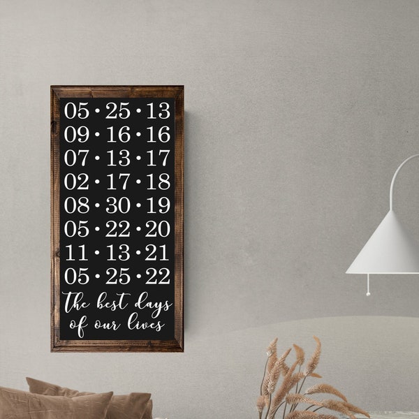 The Best Days of our Lives Important Date Sign White on Black Background | Anniversary Gift | Mother's Day Gift | Father's Day Gift