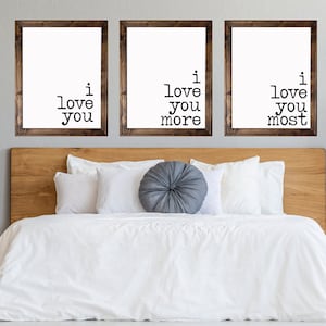 I Love You More Framed Canvas Art: Set of 3 Love Quote Signs