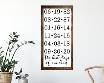 The Best Days of our Lives Important Date Framed Sign | Anniversary Gift |Mother's Day Gift | Father's Day Gift