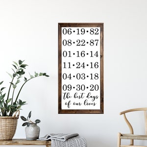 The Best Days of our Lives Important Date Framed Sign | Anniversary Gift |Mother's Day Gift | Father's Day Gift