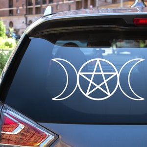 Triple Goddess and Pentacle Vinyl Car Window Decal | Triple Moon and Pentacle Vinyl Decal | Pentagram Decal | Car Decal | Laptop Decal