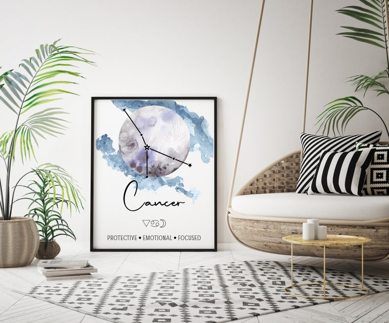 Cancer Astrology Art Print Zodiac Home Decor Etsy
