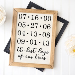 Best Days of our Lives Date Sign with Black Lettering |  Anniversary Gift | Mother's Day Gift | Father's Day Gift