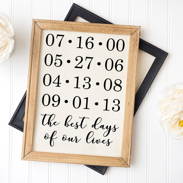 Best Days of our Lives Date Sign with Black Lettering |  Anniversary Gift | Mother's Day Gift | Father's Day Gift