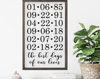 The Best Days of our Lives Important Date Wood Sign | Anniversary Gift | Keepsake | Mother's Day Gift | Fathers Day Gift