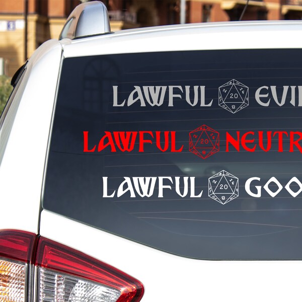 D&D Alignment Vinyl Car Decal | Lawful Good Decal | Lawful Neutral Decal | Lawful Evil Sticker | Dungeons and Dragons Decal