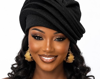 Handmade Senegalese Gele Headtie, Pre-tied African Nigerian Wedding Headwrap