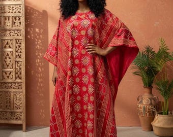 Handmade African Boubou Dress | Bazin Riche Kaftan with Headtie | Wedding, Party & Special Occasion Outfit