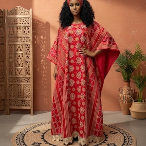 Handmade African Boubou Dress | Bazin Riche Kaftan with Headtie | Wedding, Party & Special Occasion Outfit