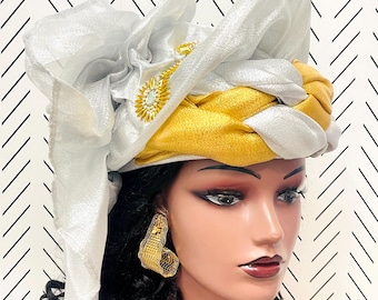 headtie,Gele hat ,Aso-Oke Fabric,gele,Headwrap,Ready-to-Wear Gele Autogele Ready Made Gele Auto Gele African Nigerian Wedding