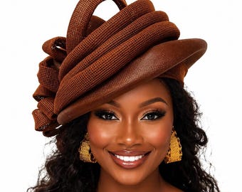 Handmade Senegalese Gele Headtie, Aso-Oke Fabric, Pre-tied Autogele, Nigerian Wedding Headwrap